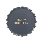 Midnight Blue Happy Birthday Scalloped Small Appetizer Dessert Plate