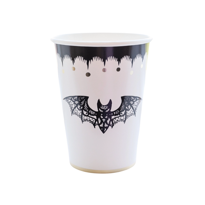 White and Black Elegant Halloween Paper Cups