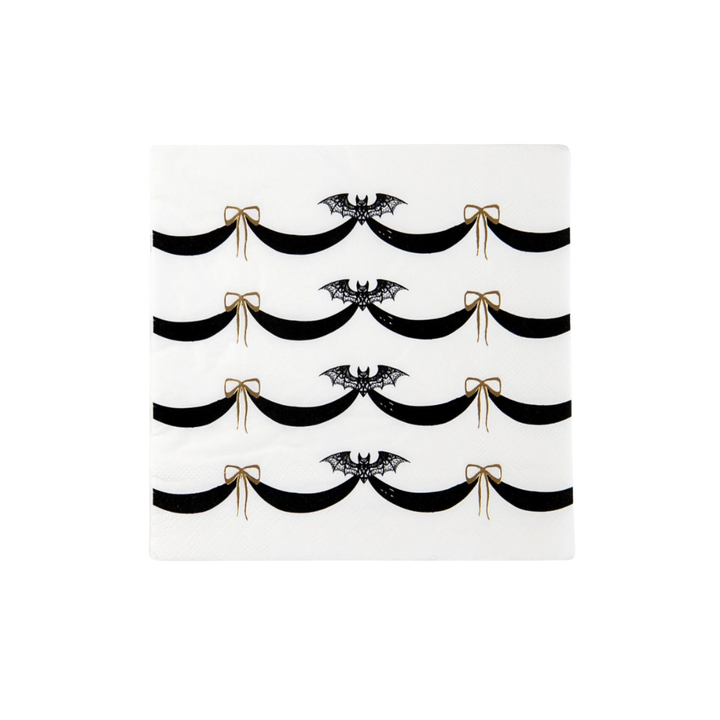 White & Black Elegant Halloween Dinner Napkins