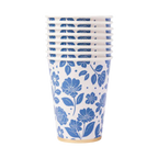 Belle Blue Elegant Floral Paper Cups