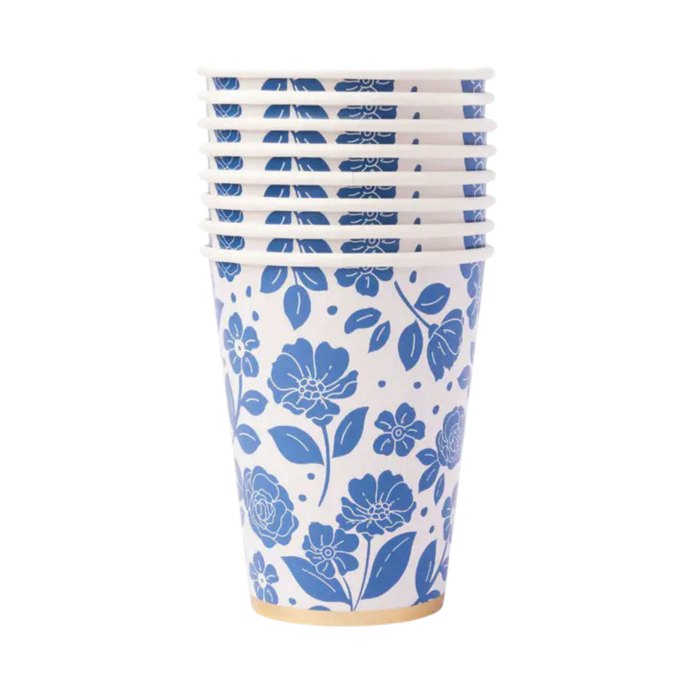 Belle Blue Elegant Floral Paper Cups