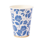 Belle Blue Elegant Floral Paper Cups