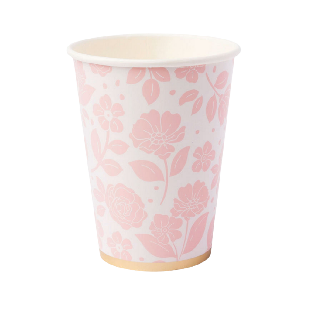 Petal Pink Elegant Floral Paper Cup