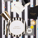 Black and White Striped 50th Birthday Cocktail Napkins