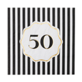 Black and White Striped 50th Birthday Cocktail Napkins