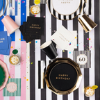 Black Striped 60th Birthday Cocktail Napkins