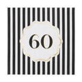 Black Striped 60th Birthday Cocktail Napkins