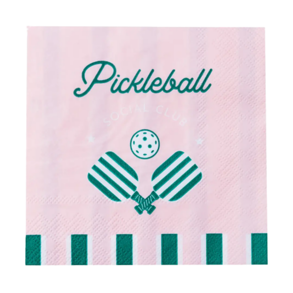 Pink and Green Le Pickleball Cocktail Napkins