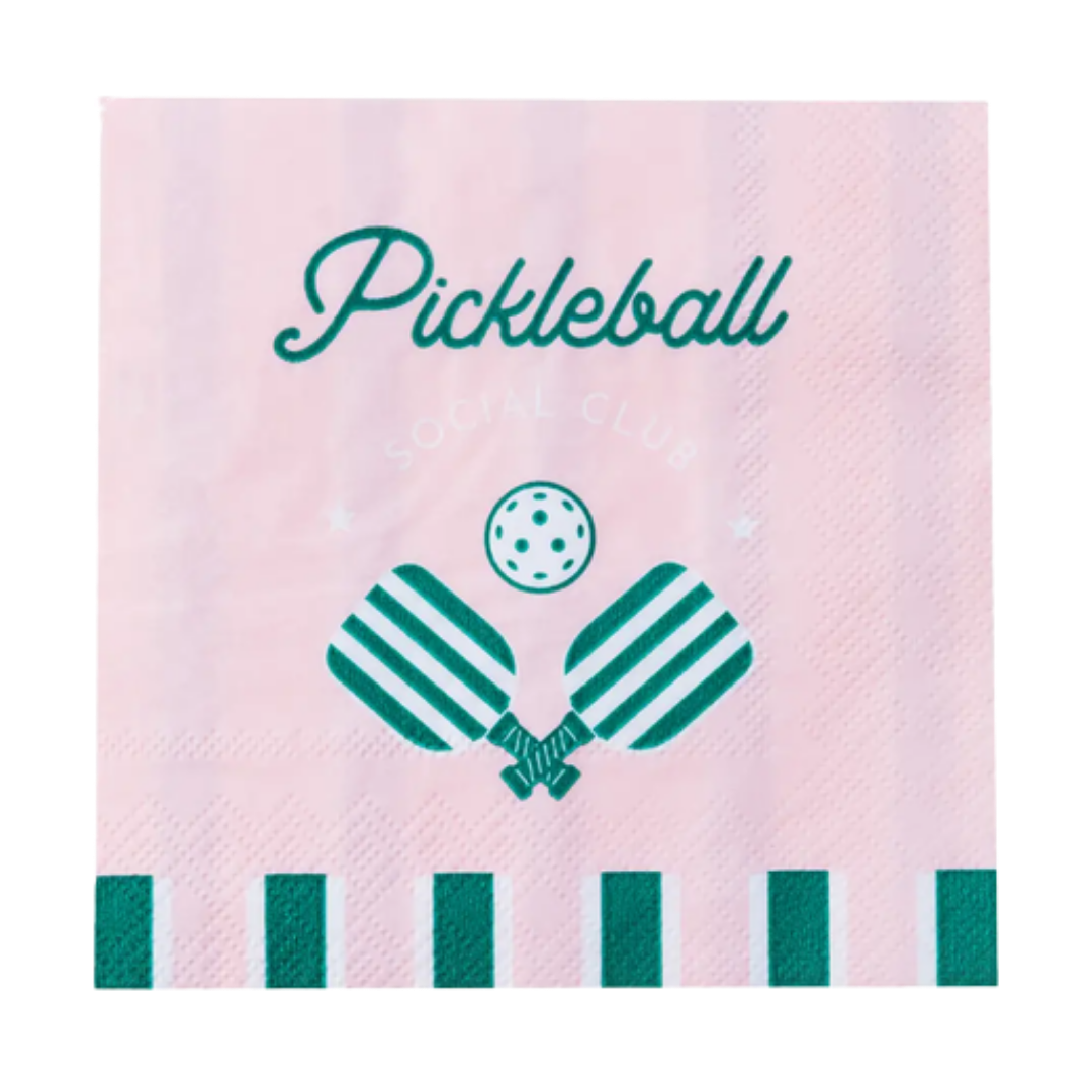 Pink and Green Le Pickleball Cocktail Napkins