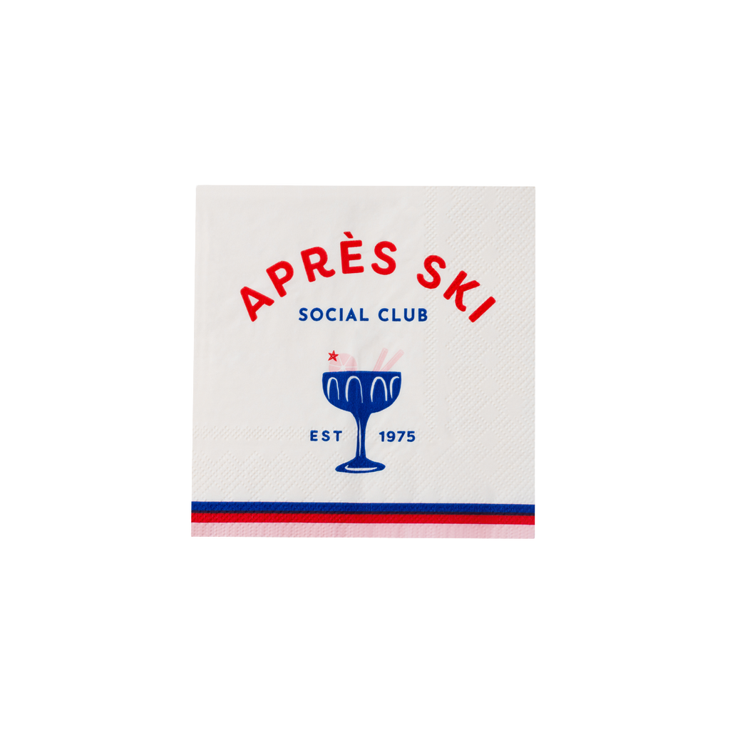 Blue and Red "Apres Ski" Cocktail Napkins