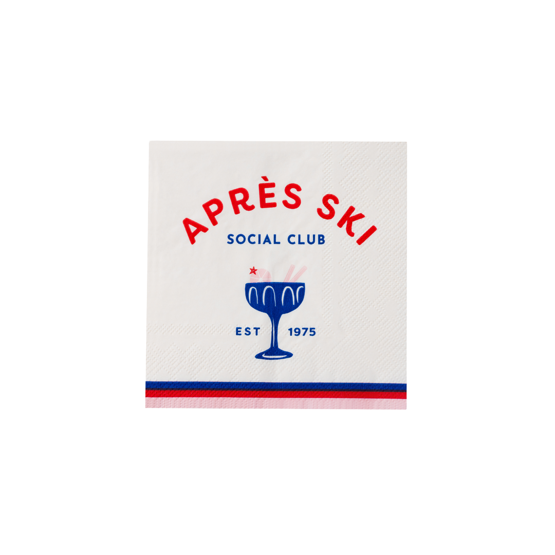 Blue and Red "Apres Ski" Cocktail Napkins