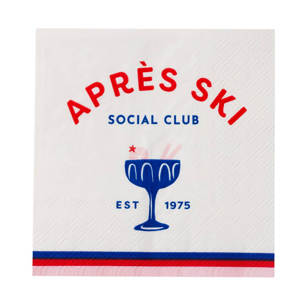 Blue and Red "Apres Ski" Cocktail Napkins