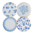 Belle Blue Elegant Floral Scalloped Small Appetizer Dessert Plates