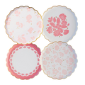 Petal Pink with Gold Elegant Floral Paper Dessert Plate