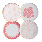 Petal Pink with Gold Elegant Floral Paper Dessert Plate