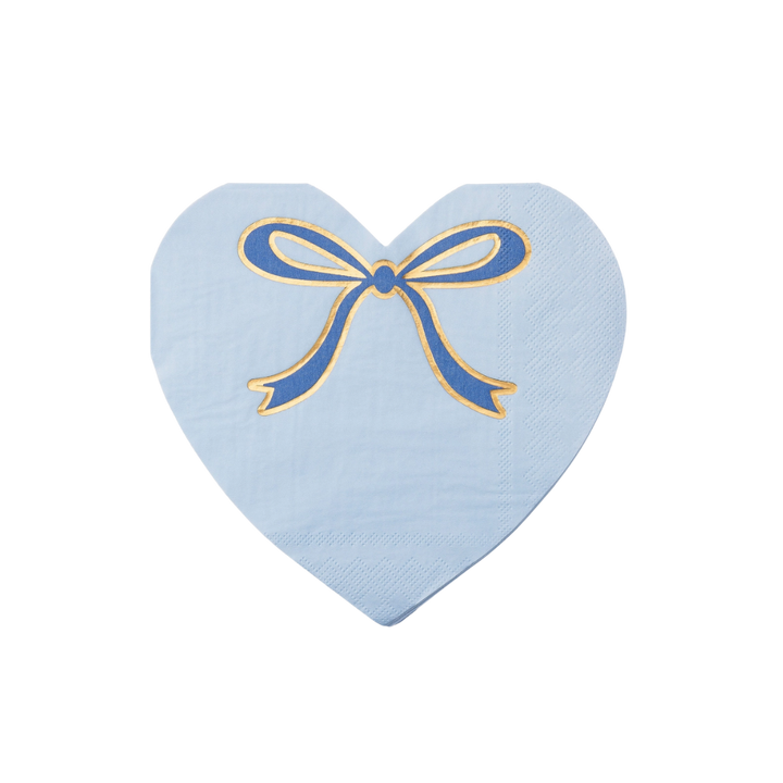 Sky Blue Signature Bow Heart Dinner Napkins