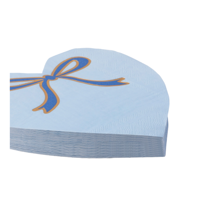 Sky Blue Signature Bow Heart Dinner Napkins