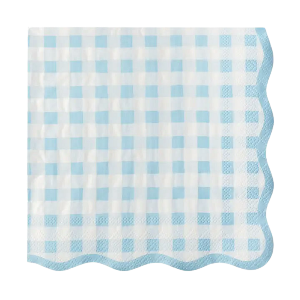 Sky Blue Elegant Gingham Dinner Napkins