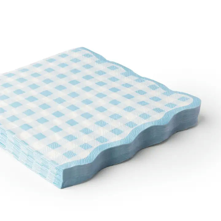 Sky Blue Elegant Gingham Dinner Napkins