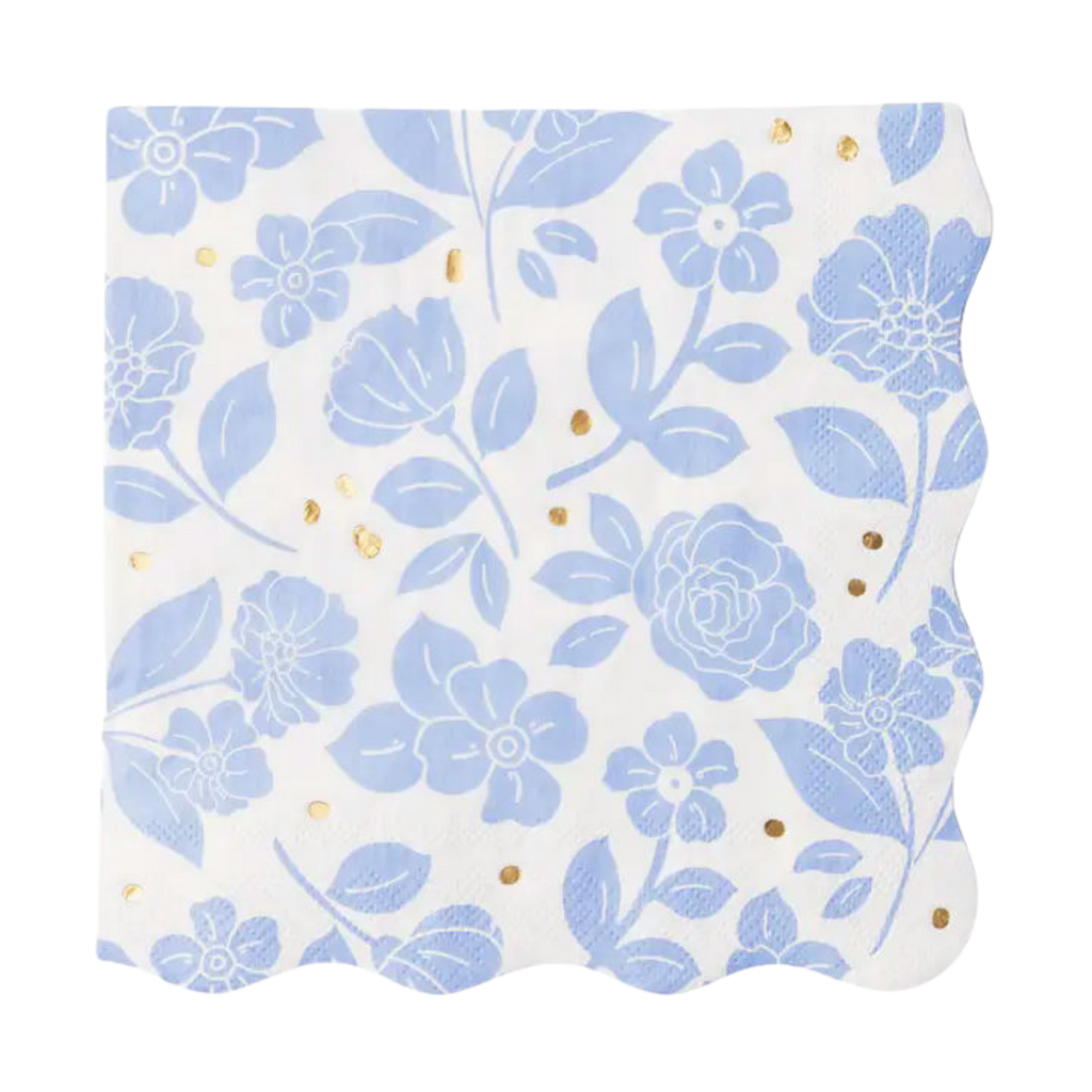 Belle Blue Elegant Floral Dinner Napkins