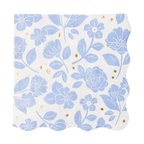 Belle Blue Elegant Floral Dinner Napkins