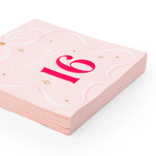 Pink Bow Sweet 16 Dinner Napkins