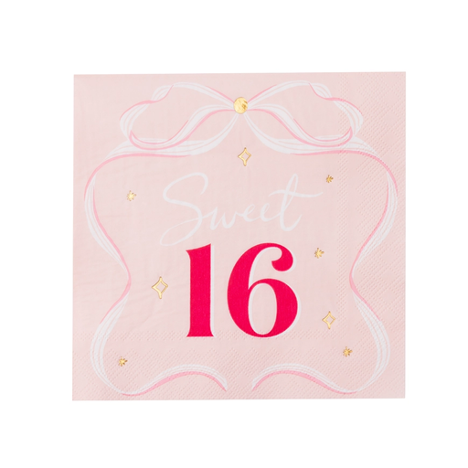 Pink Bow Sweet 16 Dinner Napkins