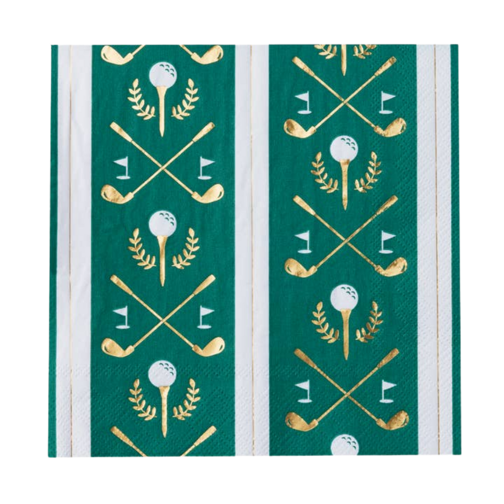 Emerald Green with Gold Golf Dinner Napkins