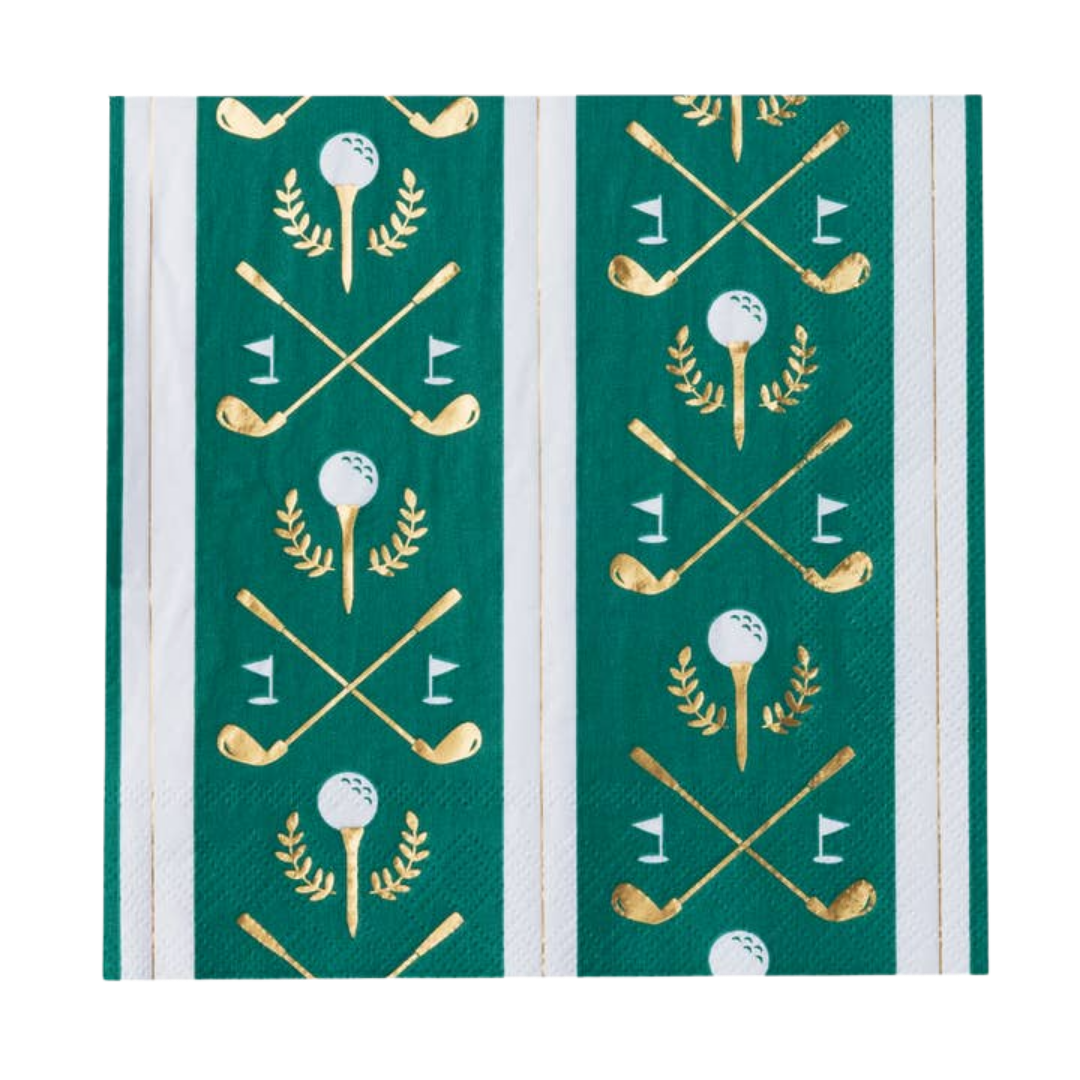 Emerald Green with Gold Golf Dinner Napkins