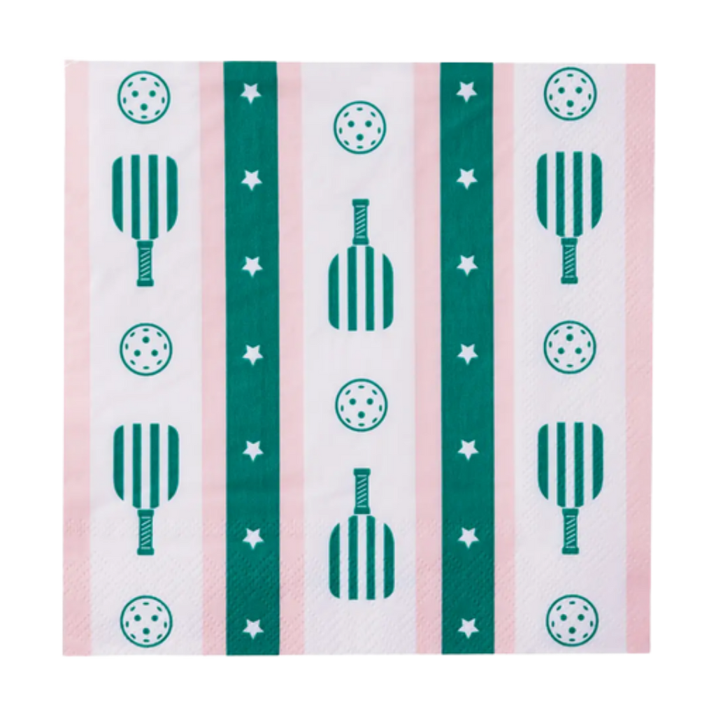 Pink and Green Le Pickleball Themed Lunch Napkins