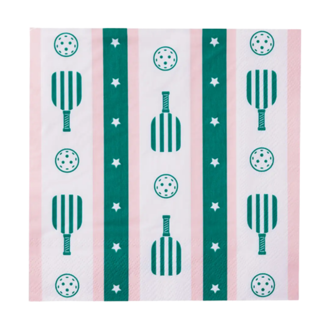 Pink and Green Le Pickleball Themed Lunch Napkins