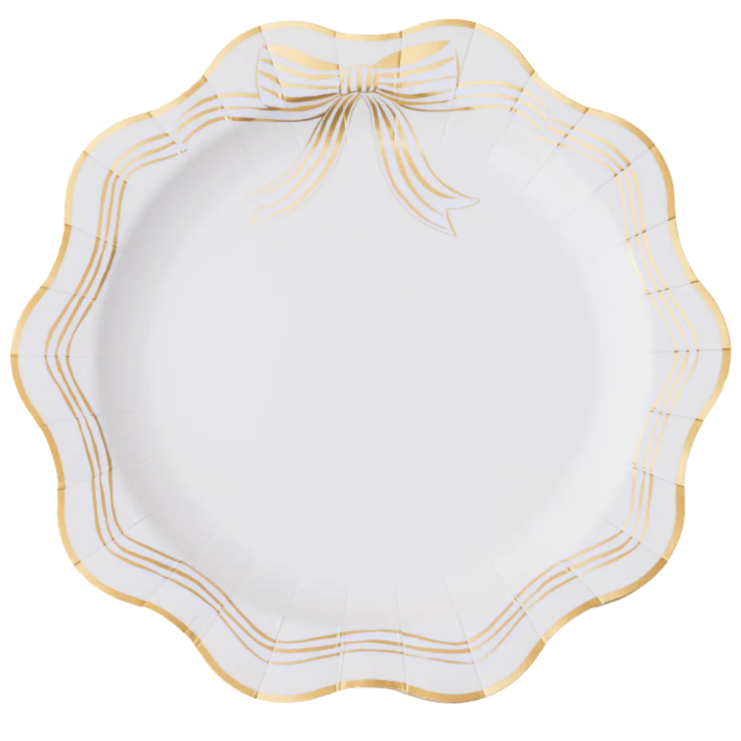 Cream Bow Dinner Plates