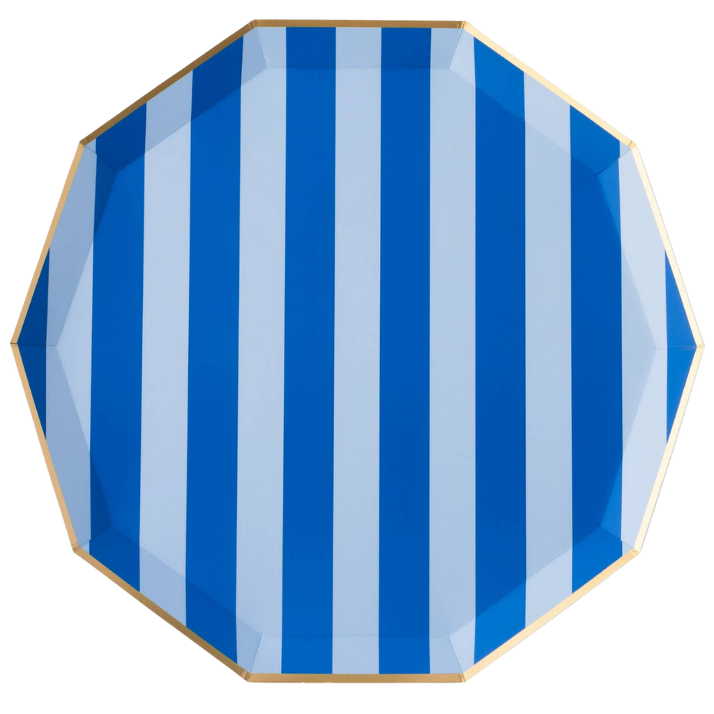 Light & Dark Blue Cabana Dinner Plates