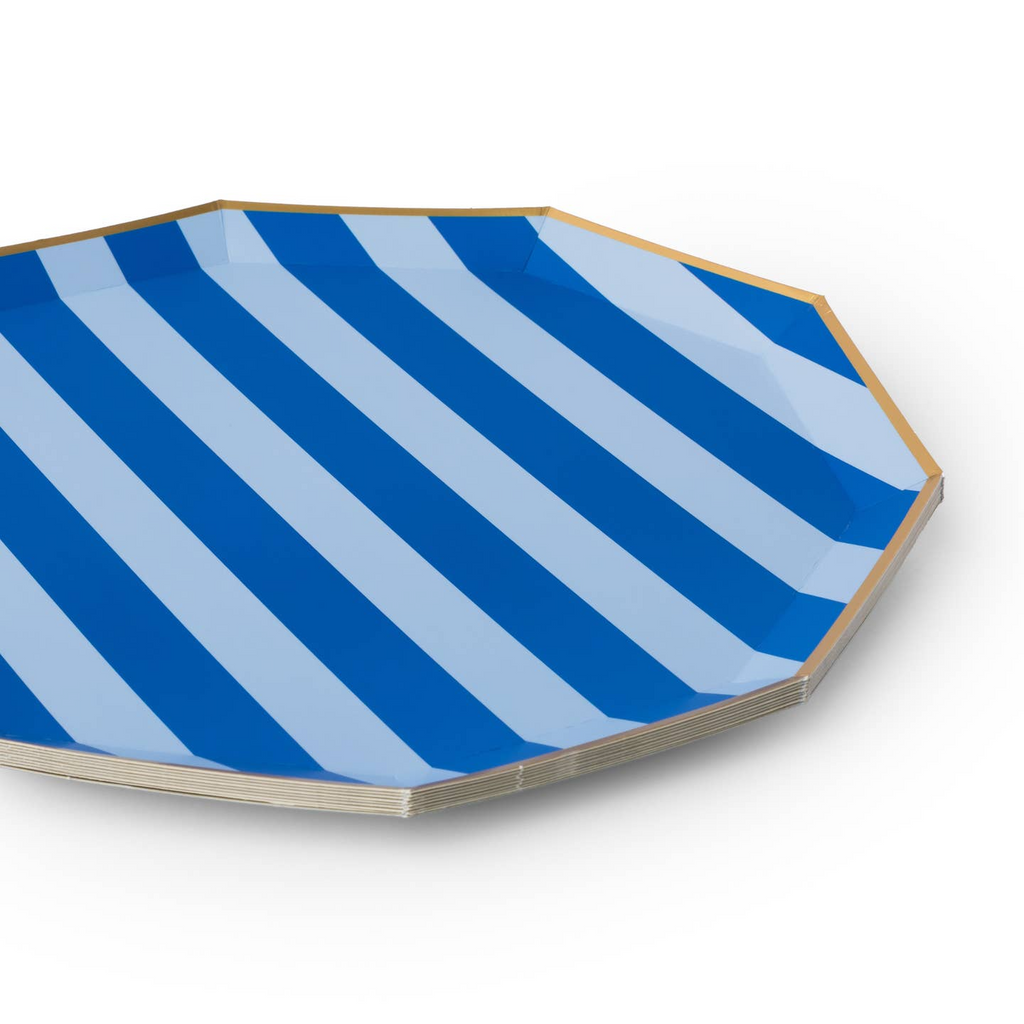 Light & Dark Blue Cabana Dinner Plates