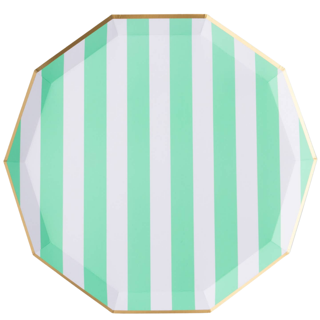 Mint Cabana Stripe Dinner Plates