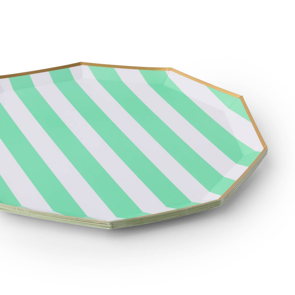 Mint Cabana Stripe Dinner Plates