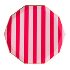 Light & Haute Pink Striped Cabana Dinner Plates