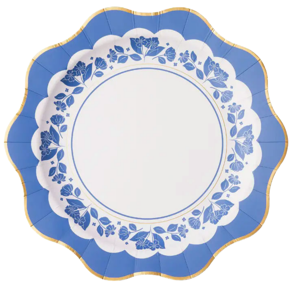 Belle Blue Floral Scalloped Dinner Plates