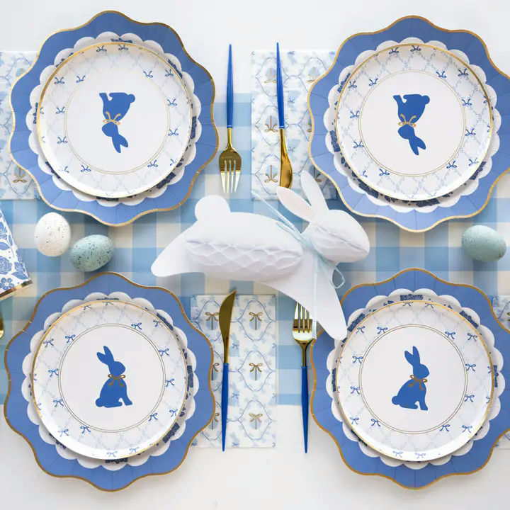 Belle Blue Floral Scalloped Dinner Plates