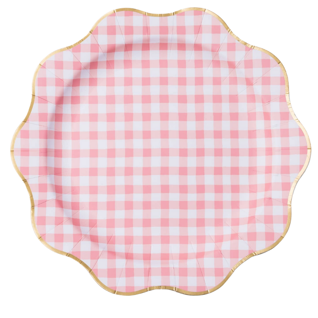 Petal Pink Gingham Dinner Plates