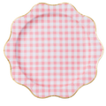 Petal Pink Gingham Dinner Plates