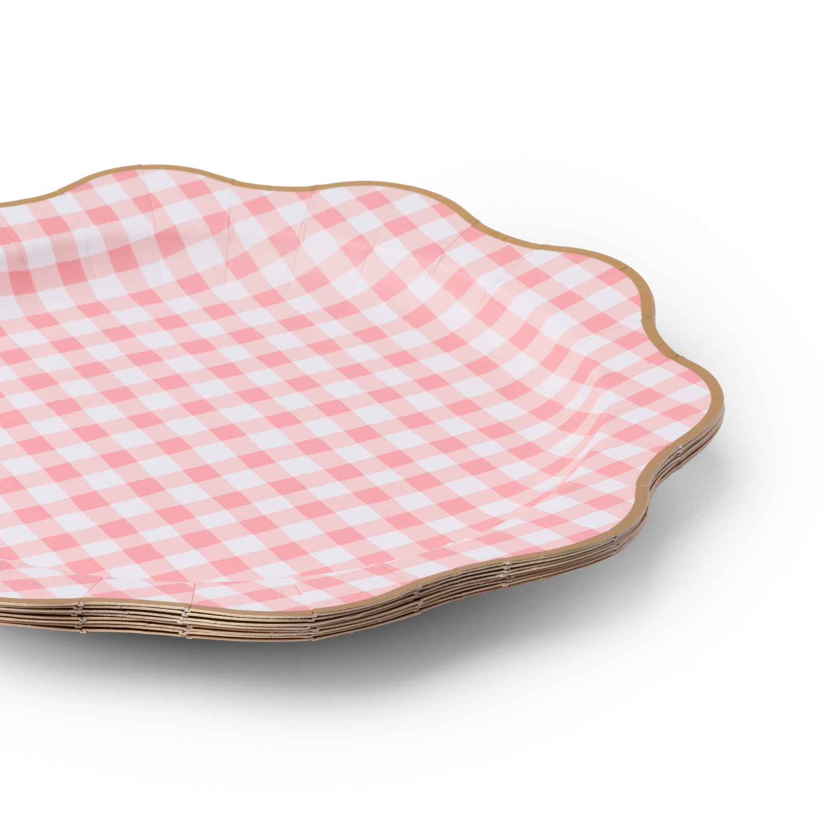 Petal Pink Gingham Dinner Plates