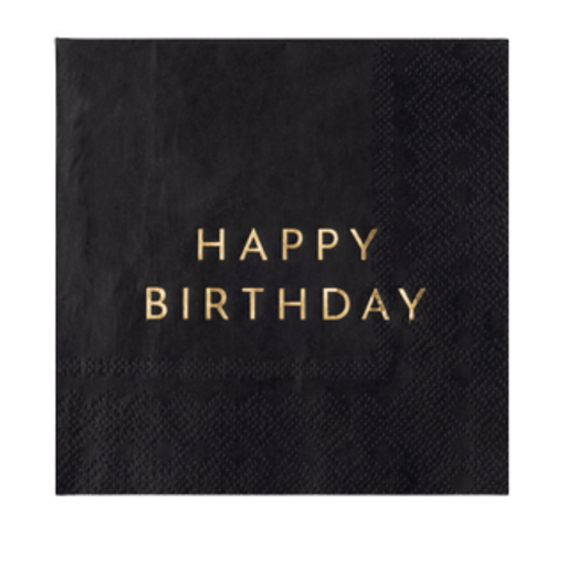 Black Noir Happy Birthday Cocktail Napkins