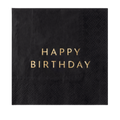 Black Noir Happy Birthday Cocktail Napkins