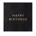 Black Noir Happy Birthday Cocktail Napkins