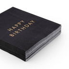 Black Noir Happy Birthday Cocktail Napkins