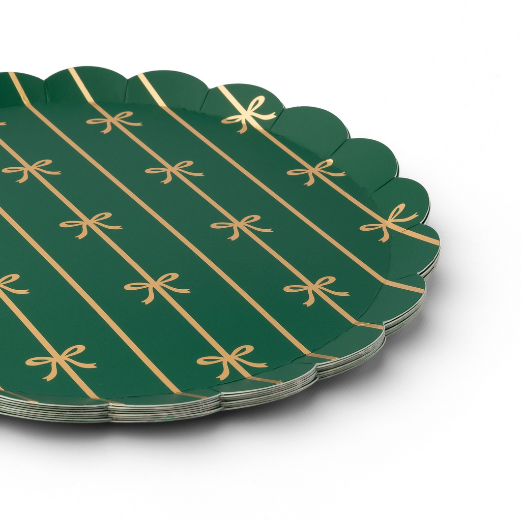 Emerald Green & Gold Bow Small Plates