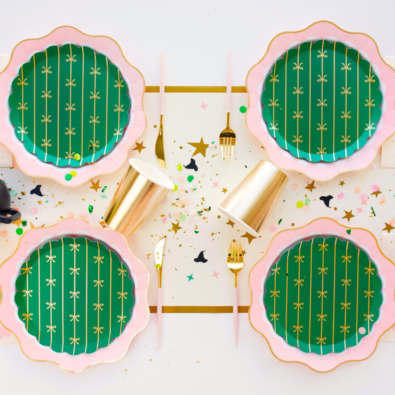 Emerald Green & Gold Bow Small Plates