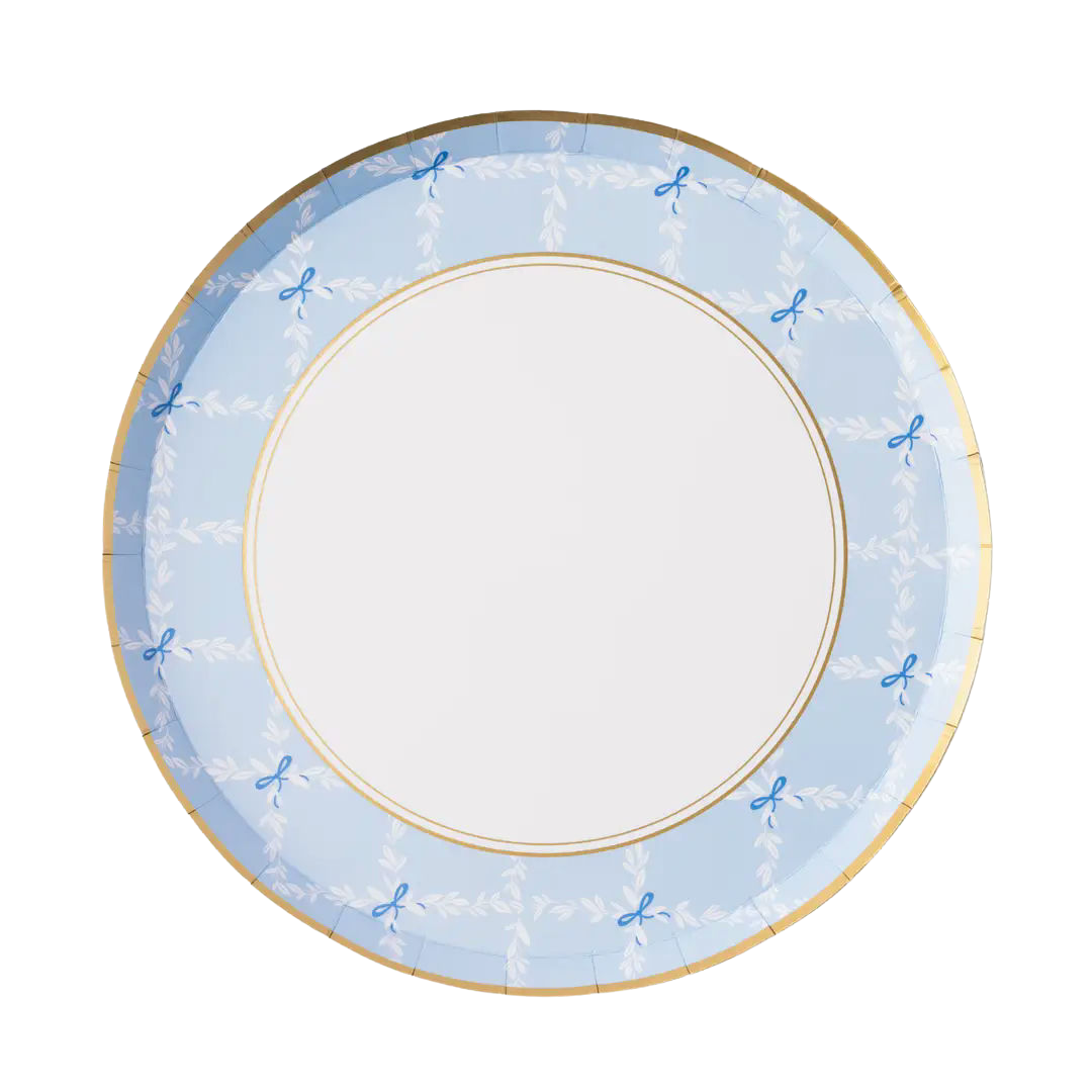 Sky Blue with Gold Foil Trellis Small Appetizer Dessert Plates