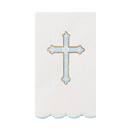 Sky Blue and White Cross Scalloped Guest Napkins